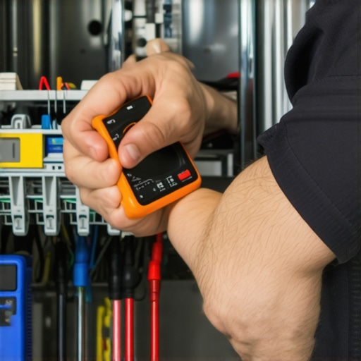 Professional Dishwasher Diagnostics Technician testing dishwasher electrical parts with multimeter