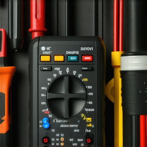 Person using a multimeter on dishwasher wiring during repair.
