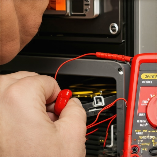 Testing Oven Heating Element with Multimeter Technician testing oven element with multimeter for continuity check
