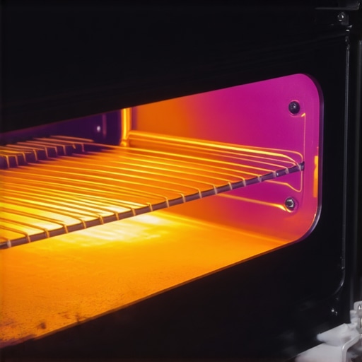 Thermal imaging camera showing heat spots on oven's heating element