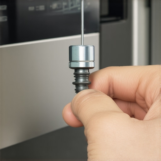 Close-up of technician testing dishwasher inlet valve with a multimeter.