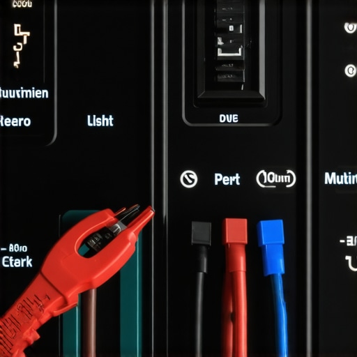 Close-up of an oven's diagnostic port with a multimeter testing sensors