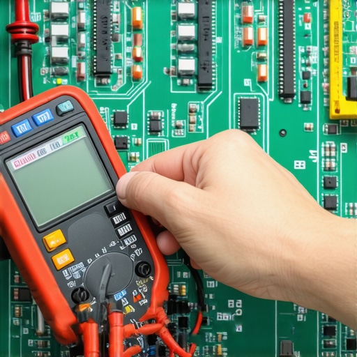 Person measuring voltage with a multimeter on dishwasher control board