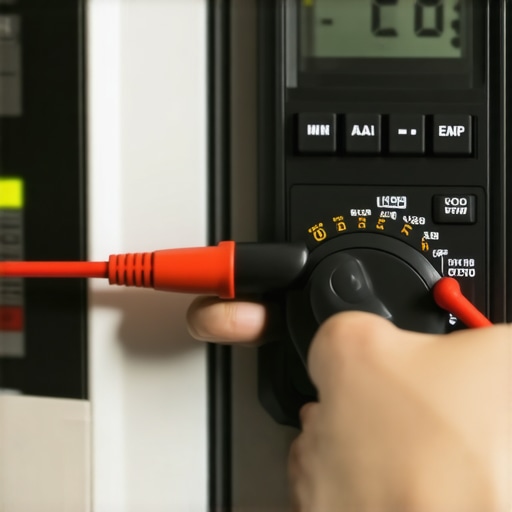 Testing Oven Temp Sensor with Multimeter Person measuring oven temperature sensor using multimeter