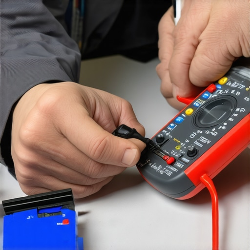 A technician conducting electrical tests with a multimeter on a dishwasher control board