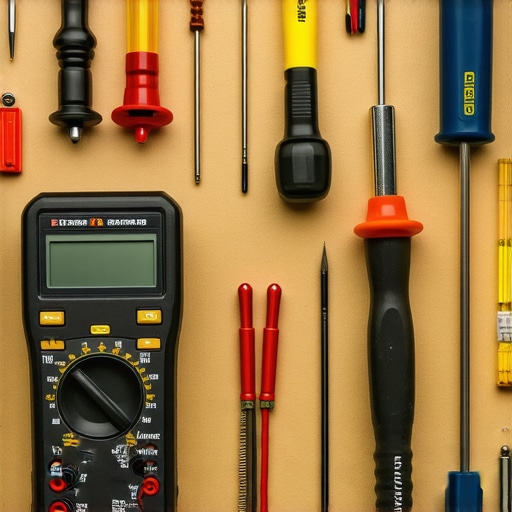 A DIY repair workspace with diagnostic tools and appliance parts laid out neatly.