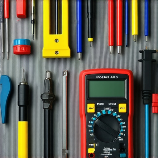 Multimeter and screwdrivers on a repair table