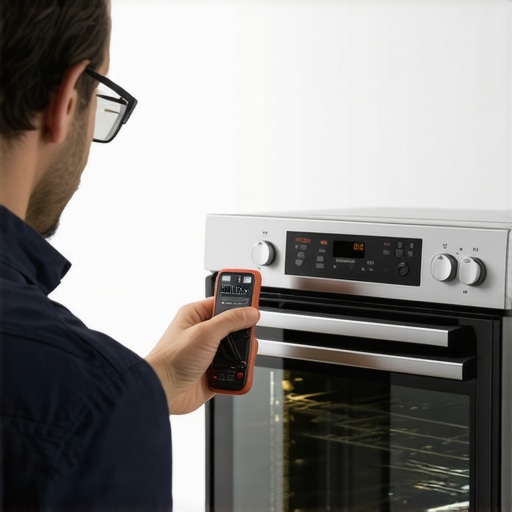 Testing Oven Sensor with Multimeter Technician using a multimeter to test oven temperature sensor