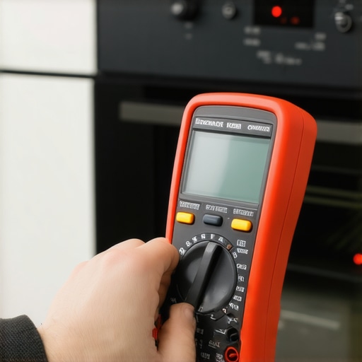 Using a Multimeter for Appliance Diagnostics A person using a multimeter to test an oven sensor