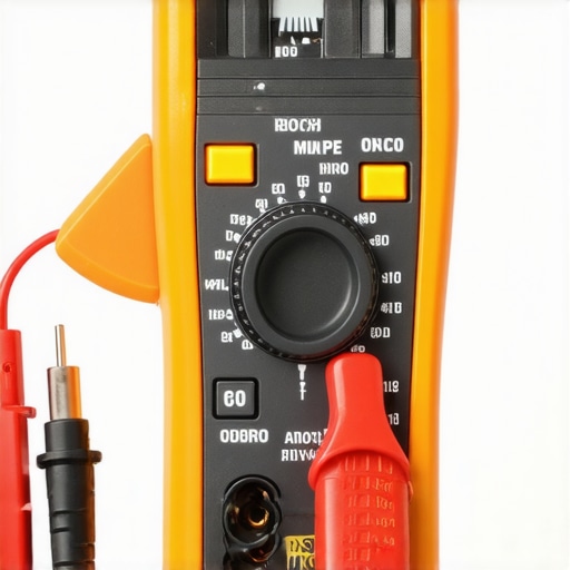 A digital multimeter being used to test dishwasher wiring