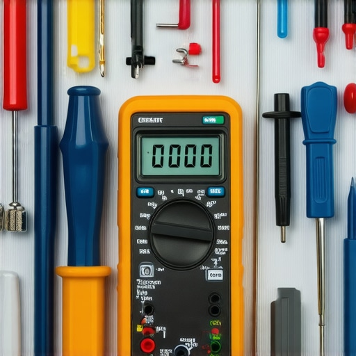 A technician's hand using a digital multimeter on an appliance control board, showing detailed testing process