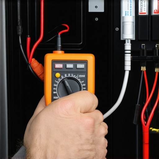 Technician testing appliance wiring with multimeter for accurate diagnosis.
