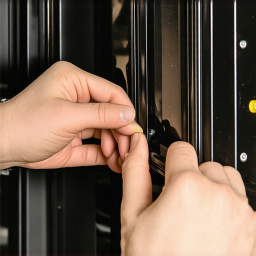 Technician installing a new oven door gasket for a proper seal
