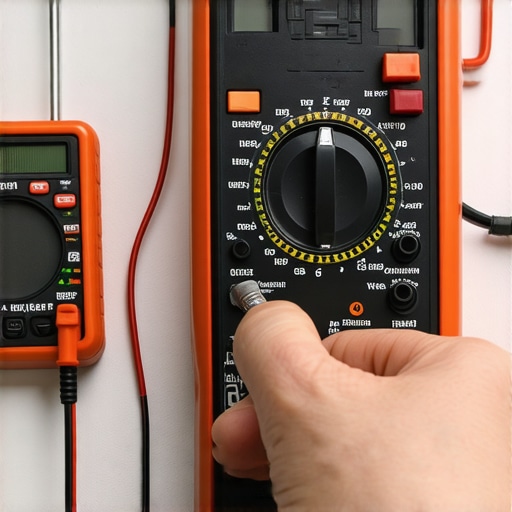 Person testing oven igniter resistance with multimeter probes inside an oven