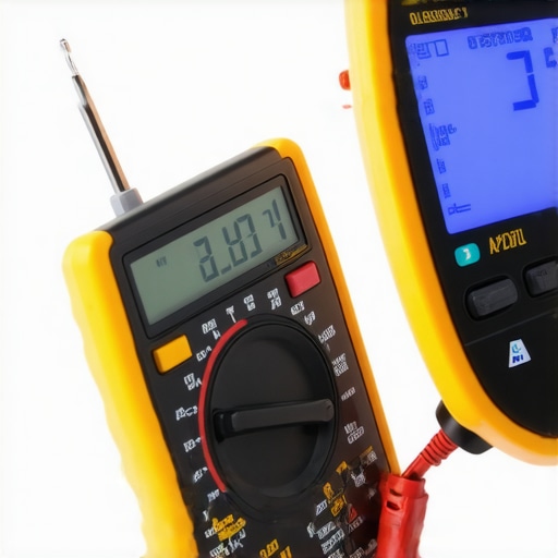 Person measuring oven temperature sensor resistance with a multimeter.