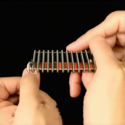 Person checking compatibility of new and old oven heating elements