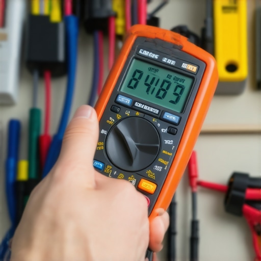 A technician using a multimeter and insulated tools to diagnose dishwasher components.