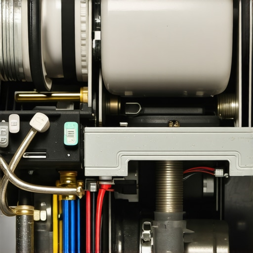 A hand inspecting the dishwasher drain pump assembly after panel removal