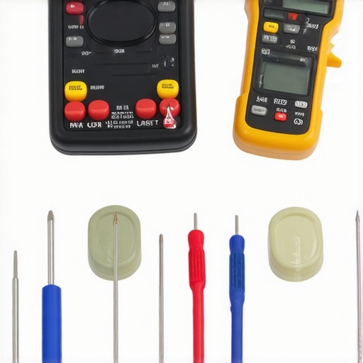 Tools for appliance diagnostics including multimeter and inspection camera.