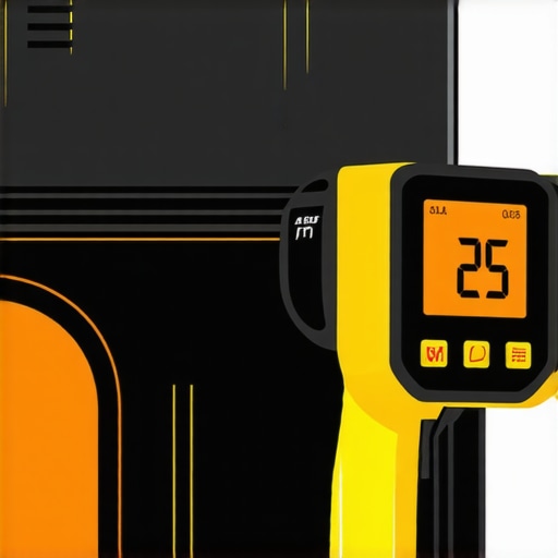 Close-up of an infrared thermometer measuring oven temperature during appliance upkeep.