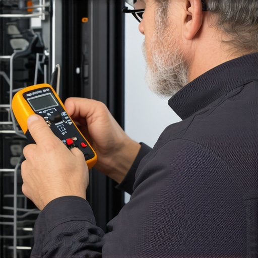 Technician using multimeter to diagnose dishwasher issues