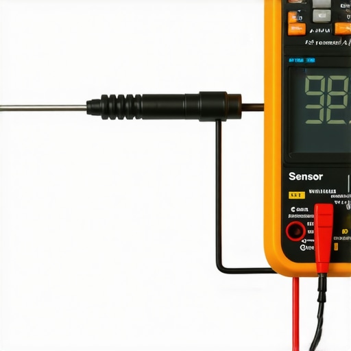 Person testing oven sensor with multimeter in a kitchen