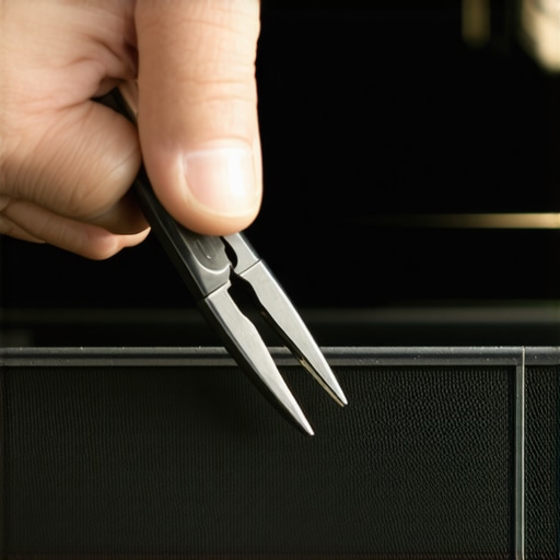 Adjusting Oven Glass Retaining Clips for Thermal Expansion Technician using pliers to adjust metal clips on an oven door glass panel to prevent rattling while allowing for heat expansion.