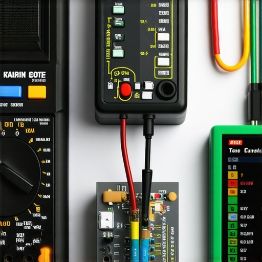 Close-up of a digital multimeter measuring voltage on an oven control circuit board.