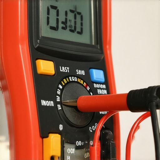 Close up of a technician using a multimeter to diagnose a faulty oven heating element.