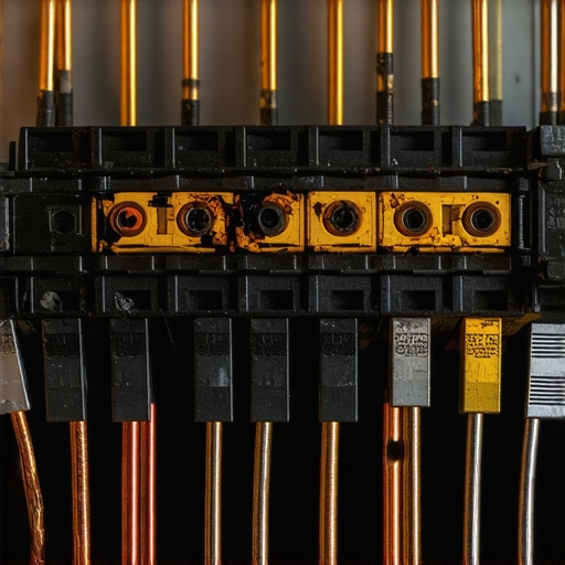 A scorched and melted oven terminal block showing electrical heat damage.