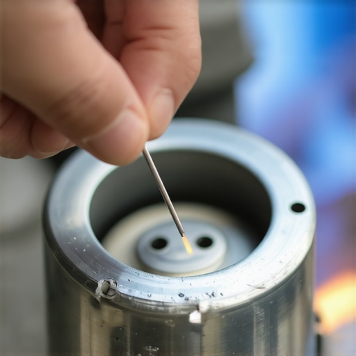 Cleaning gas oven burner ports for safer ignition A detailed shot of cleaning burner ports to stop an oven from making a popping noise.