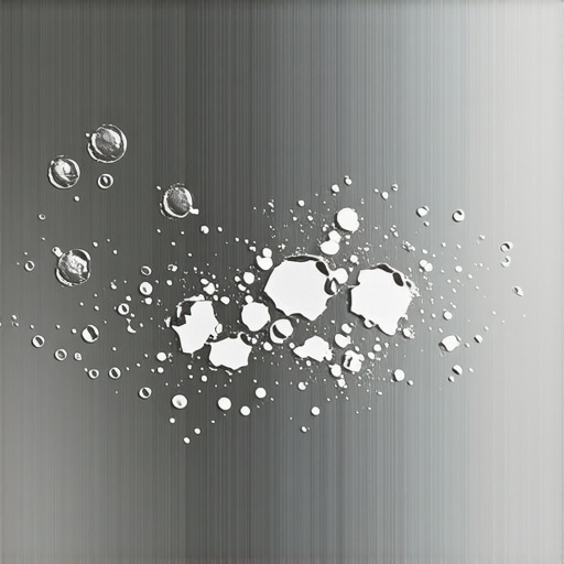 Small pockmarks and craters on the stainless steel surface of a dishwasher tub.
