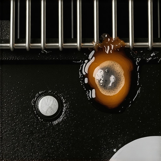 A close-up view of a burnt and blistered oven heating element indicating a short circuit.