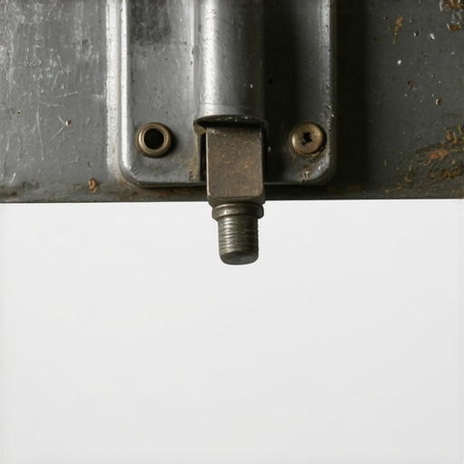 Close-up of a damaged oven door hinge receiver showing metal fatigue.