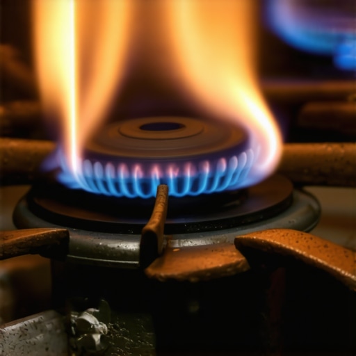 Close up of a glowing gas oven igniter