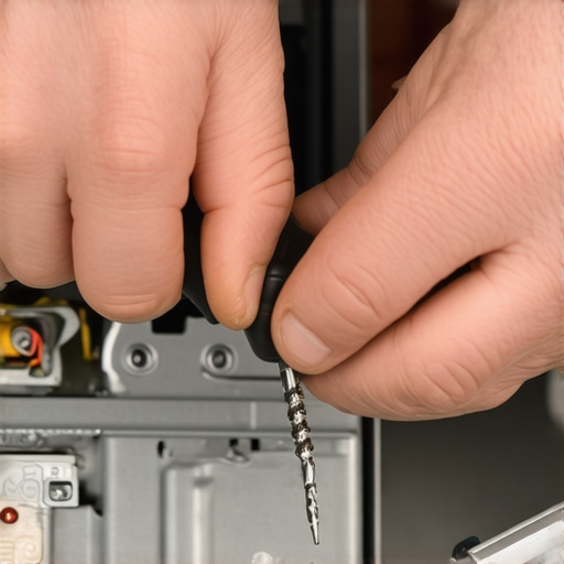 Close-up of a DIY repair on a dishwasher door latch assembly.