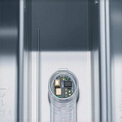 Technical view of a dishwasher turbidity sensor used for detecting water clarity and soil levels