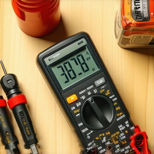 A digital multimeter and specialized tools used for diagnosing oven and dishwasher faults.