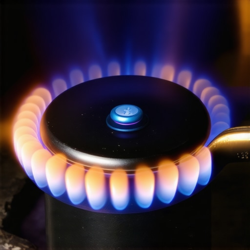 A gas oven igniter sparking near the burner ports during a repair.
