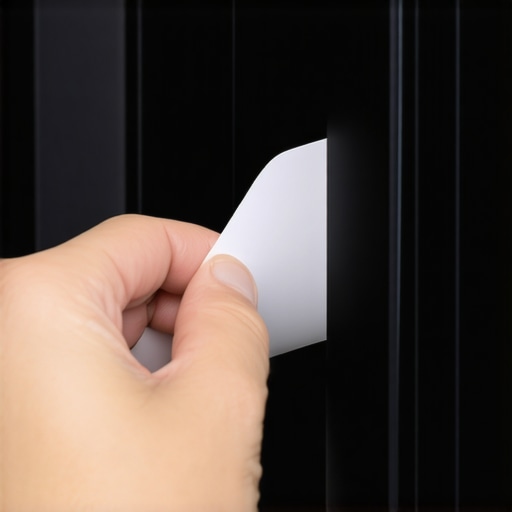 Technician testing oven door seal integrity using a piece of paper.
