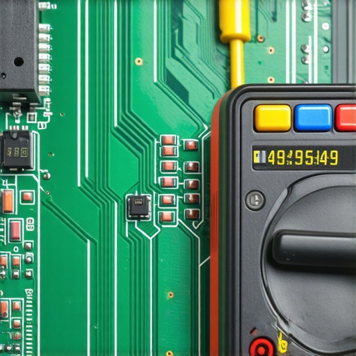 A technician using a digital multimeter to test the circuits on an oven control board.