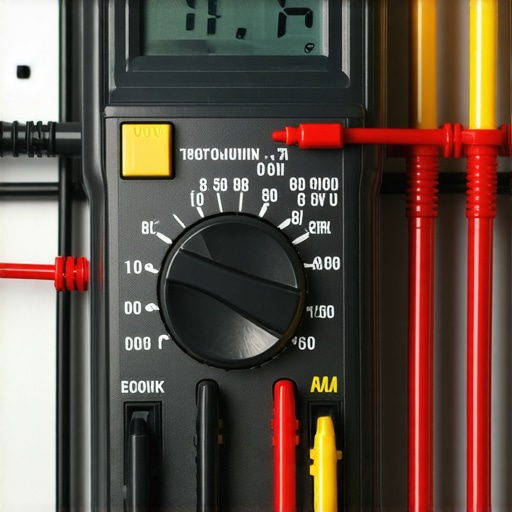 Technician using a digital multimeter to test a dishwasher thermostat for continuity
