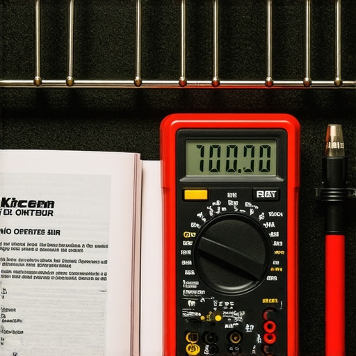 Using a digital multimeter to test an oven heating element for resistance and continuity.
