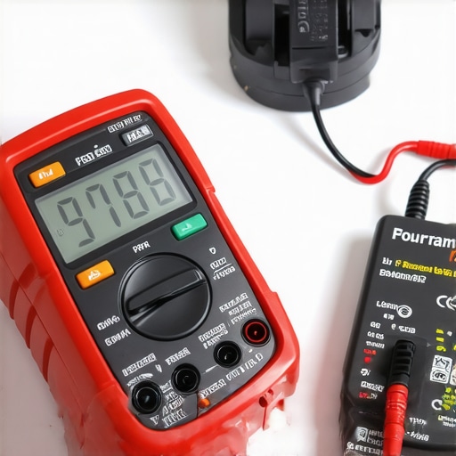 A close up of a digital multimeter showing resistance on an oven heating element.