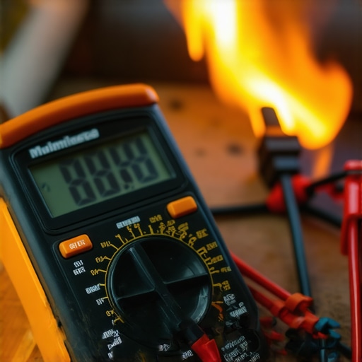 Digital multimeter testing oven igniter amperage