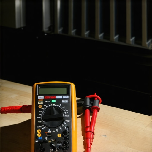 Professional Tools for Appliance Diagnostics A multimeter and oven heating element on a workbench for DIY repair testing.