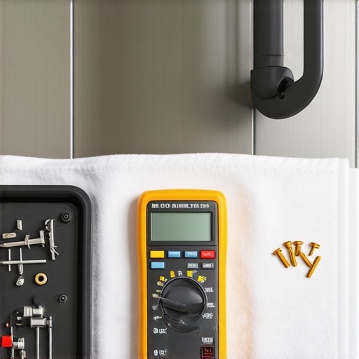 Professional Tools for Oven Door Repair A digital multimeter and magnetic parts tray prepared for appliance maintenance.