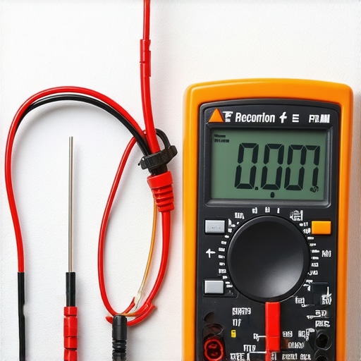 Close up of a technician using a multimeter to diagnose a faulty oven bake element.