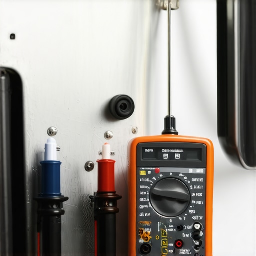 A technician using a multimeter to check a high-limit thermostat on an oven.