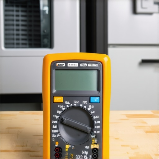 Technician using a multimeter to test the electrical continuity of a dishwasher door latch assembly.